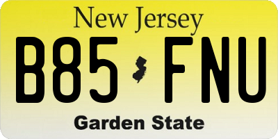 NJ license plate B85FNU