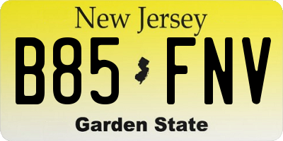 NJ license plate B85FNV