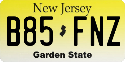 NJ license plate B85FNZ