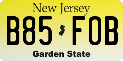 NJ license plate B85FOB