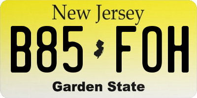 NJ license plate B85FOH