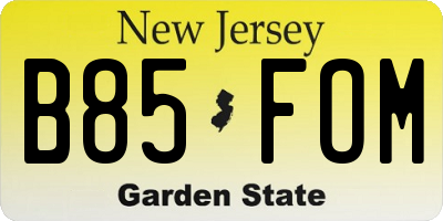 NJ license plate B85FOM