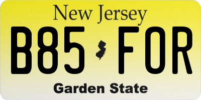 NJ license plate B85FOR