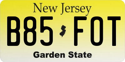 NJ license plate B85FOT