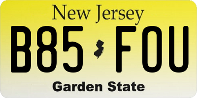 NJ license plate B85FOU
