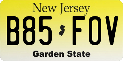 NJ license plate B85FOV