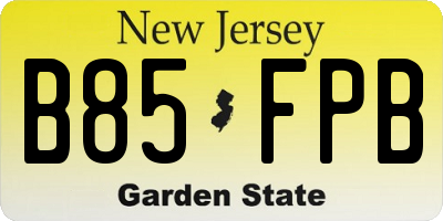 NJ license plate B85FPB
