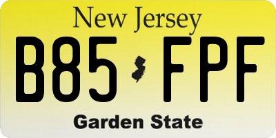 NJ license plate B85FPF