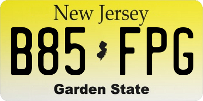 NJ license plate B85FPG