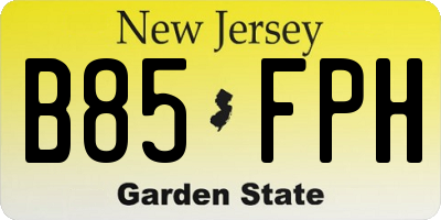 NJ license plate B85FPH