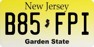 NJ license plate B85FPI