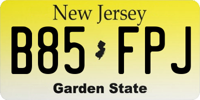 NJ license plate B85FPJ