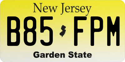 NJ license plate B85FPM