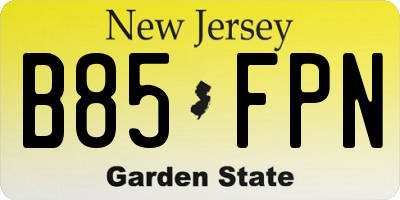 NJ license plate B85FPN