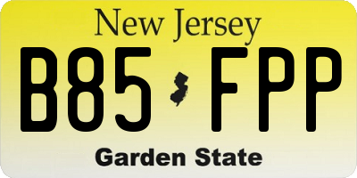 NJ license plate B85FPP