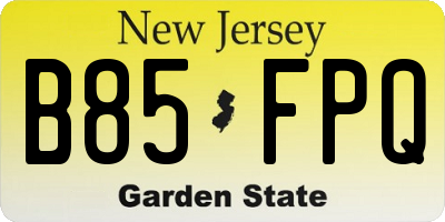 NJ license plate B85FPQ