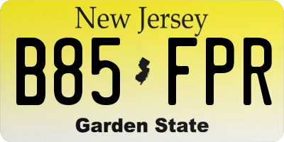 NJ license plate B85FPR