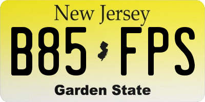 NJ license plate B85FPS