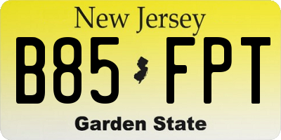 NJ license plate B85FPT
