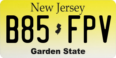 NJ license plate B85FPV