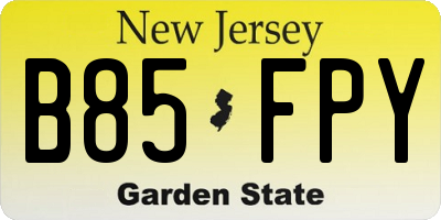 NJ license plate B85FPY