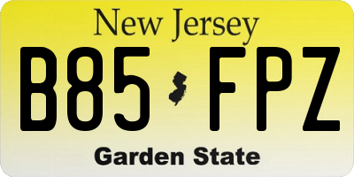 NJ license plate B85FPZ