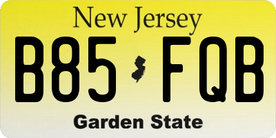 NJ license plate B85FQB