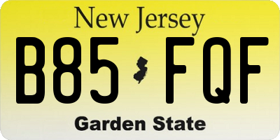 NJ license plate B85FQF