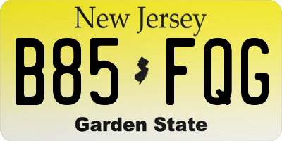 NJ license plate B85FQG