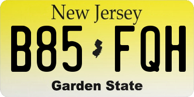 NJ license plate B85FQH