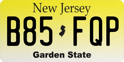 NJ license plate B85FQP