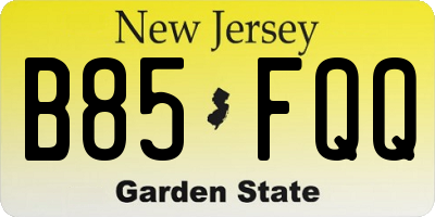 NJ license plate B85FQQ