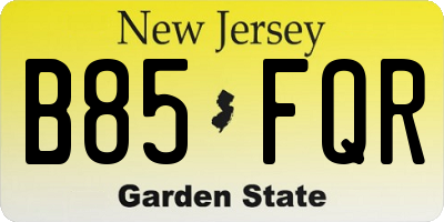 NJ license plate B85FQR