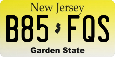 NJ license plate B85FQS