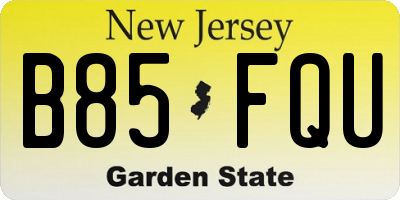 NJ license plate B85FQU