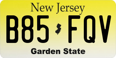 NJ license plate B85FQV