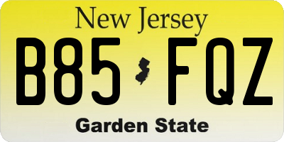 NJ license plate B85FQZ