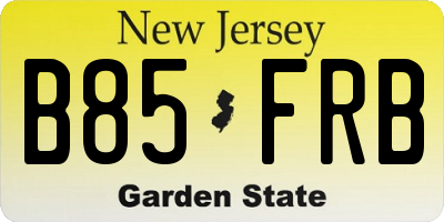 NJ license plate B85FRB