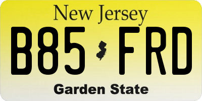 NJ license plate B85FRD