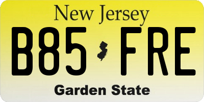 NJ license plate B85FRE