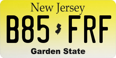 NJ license plate B85FRF