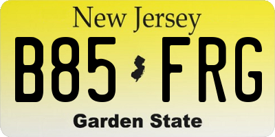 NJ license plate B85FRG