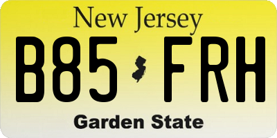 NJ license plate B85FRH