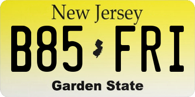 NJ license plate B85FRI
