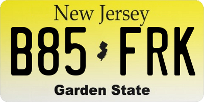 NJ license plate B85FRK
