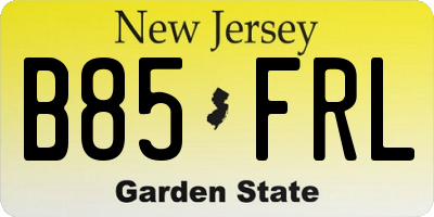 NJ license plate B85FRL