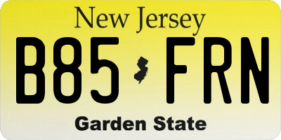 NJ license plate B85FRN