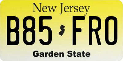 NJ license plate B85FRO