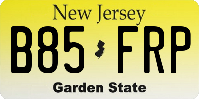 NJ license plate B85FRP