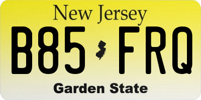 NJ license plate B85FRQ